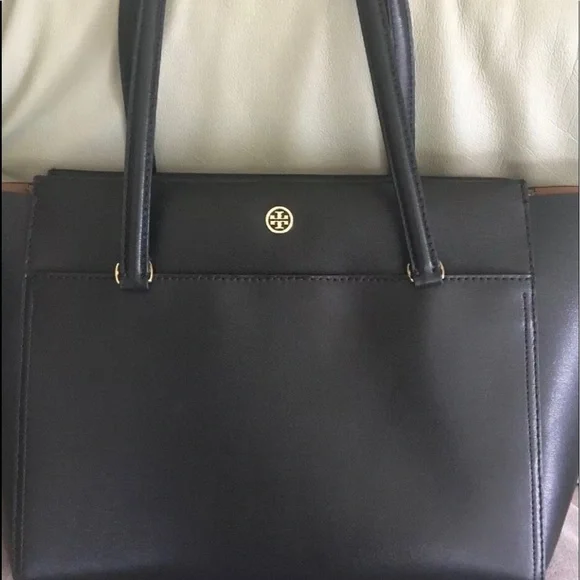 Tory Burch Parker Small Leather Tote Bag Top Zip Black - Picture 2 of 3